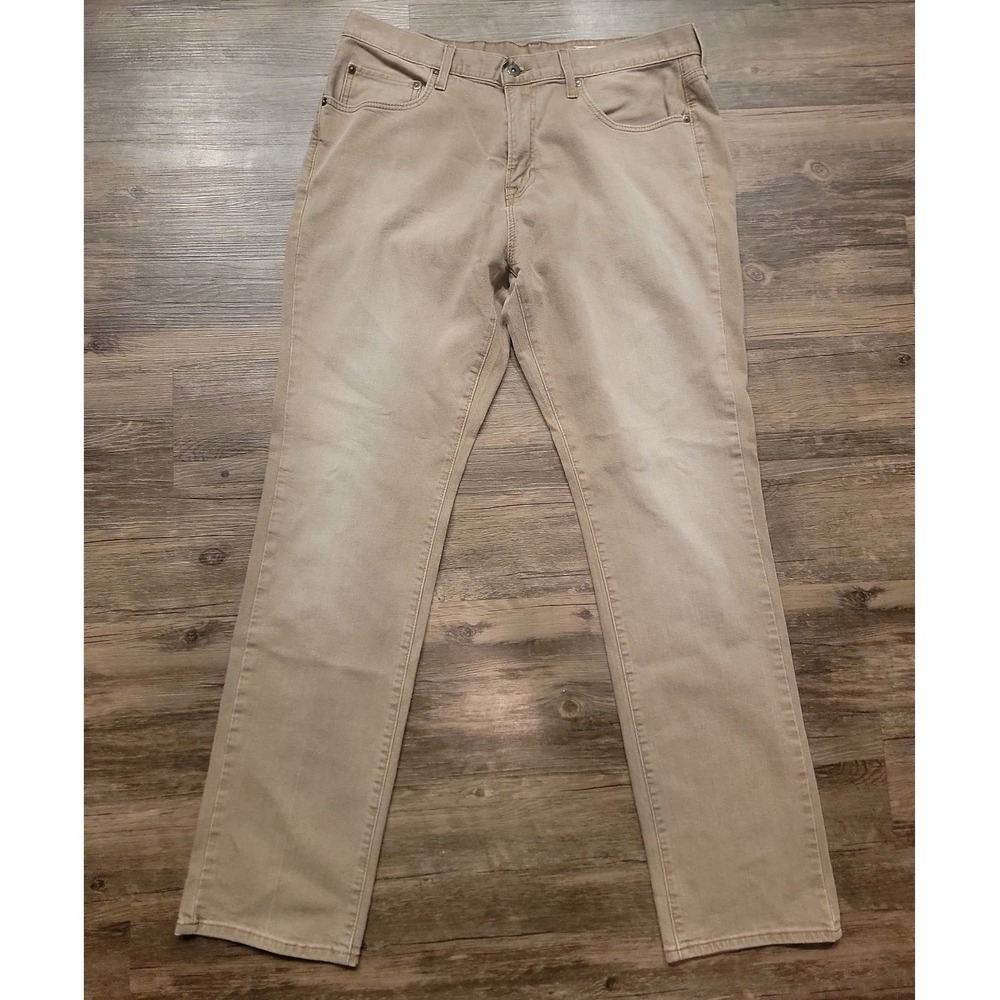 Cremieux Premium Denim Mens 36x34 Relaxed Straight Leg Pants Tan Khaki Stretch